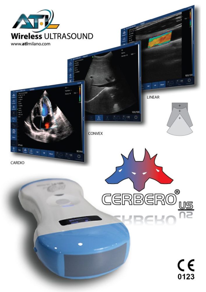 Sonda ecografica Wireless Cerbero Cardio+Convex+Linear Color Doppler